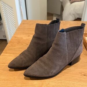 Mark Fisher Suede Pointed-Toe Ankle Boots - Gray